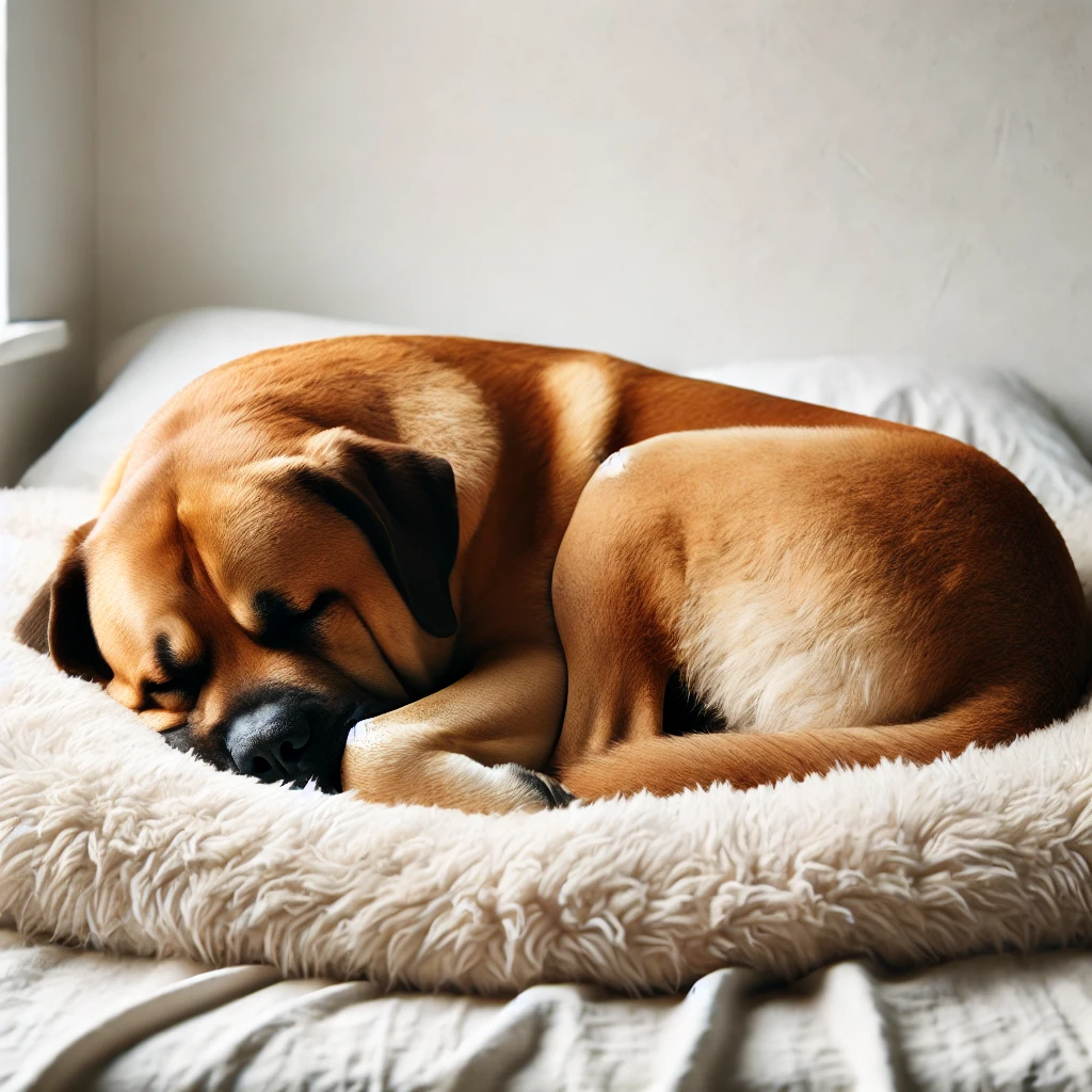 cachorro dormindo enrolado